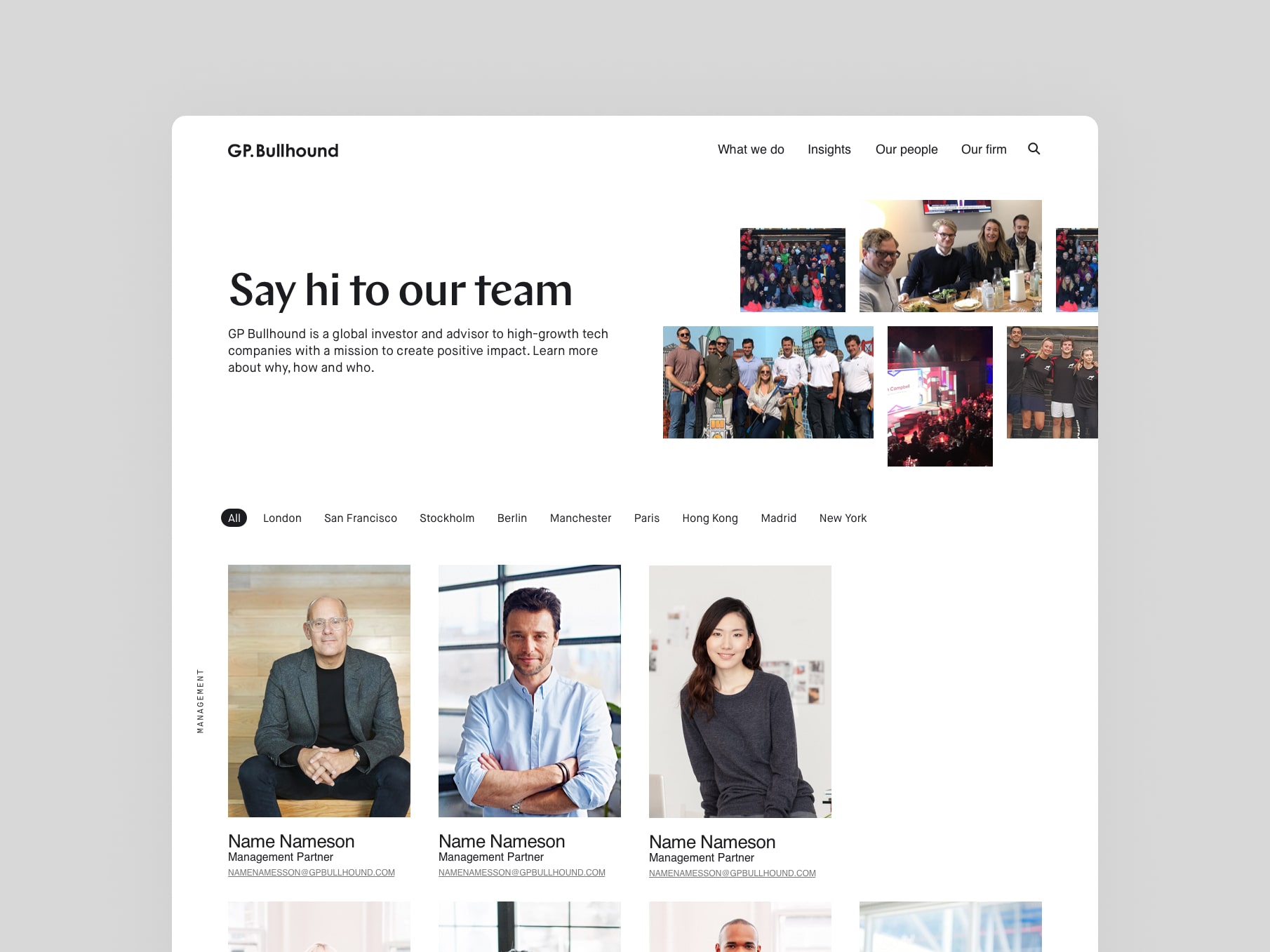 GP Bullhound website design