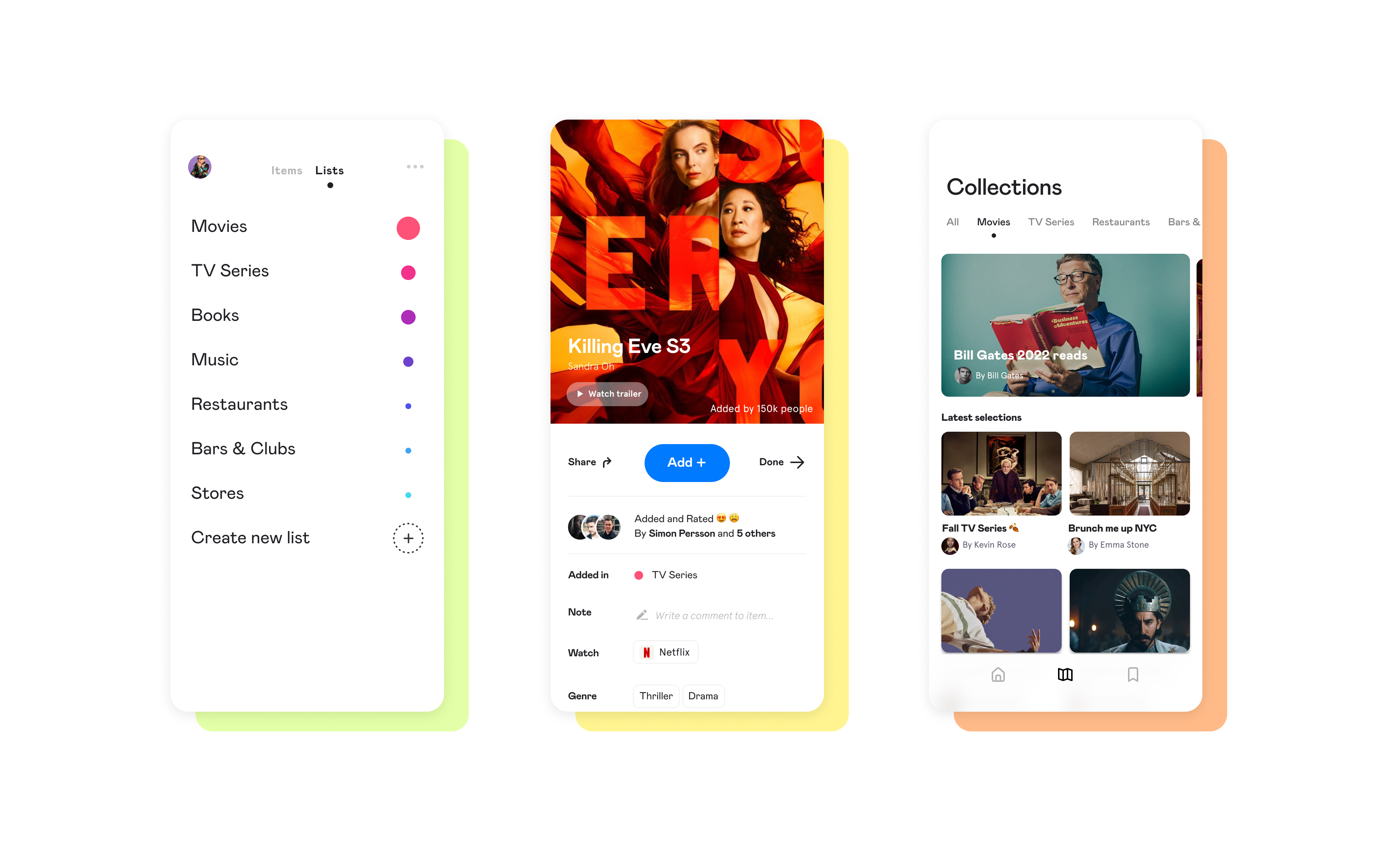 Soon app interface showcase